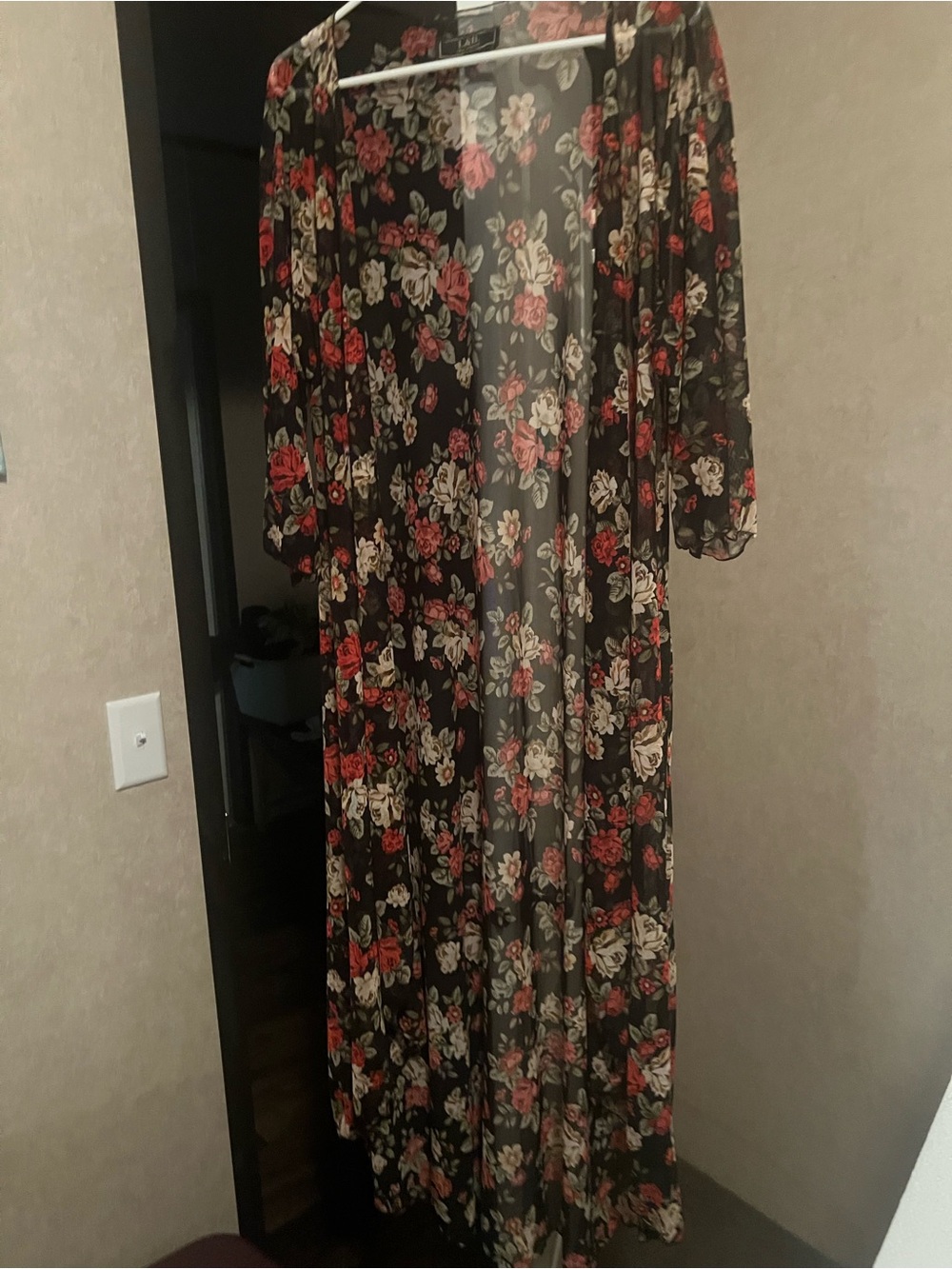 Lucky & Blessed Black Sheer Floral Maxi with Red and Cream Roses